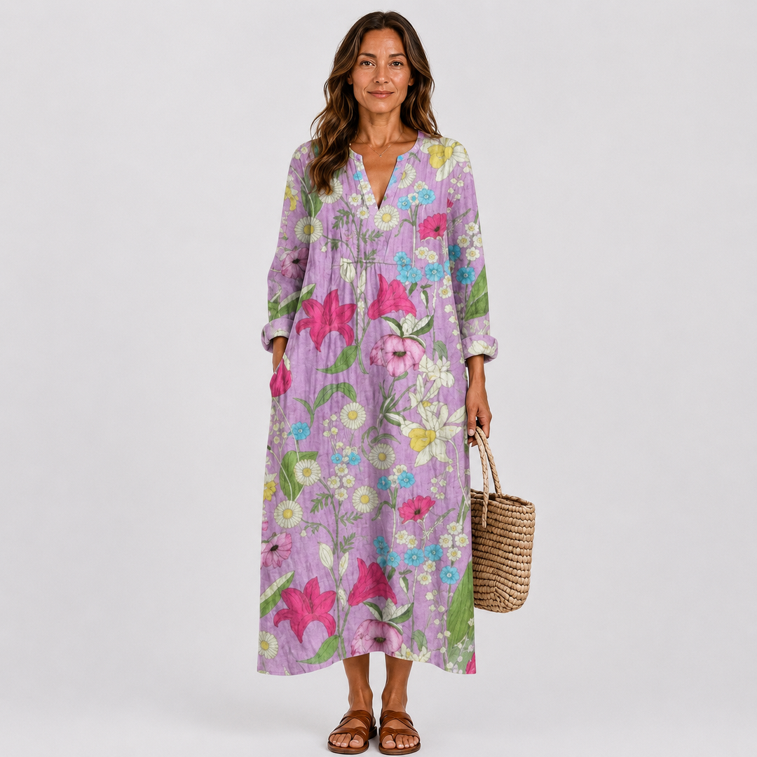 Robe d'Été Flatteuse avec Motif