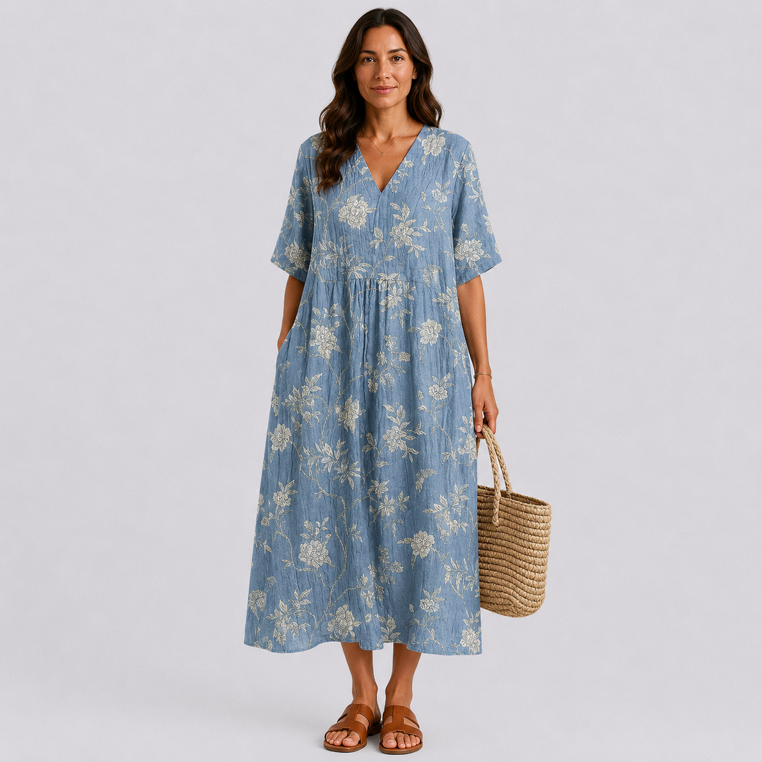 Robe d'Été Flatteuse avec Motif