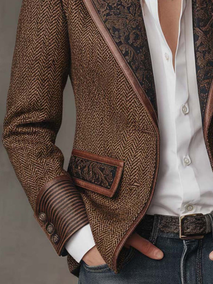 Blazer Femme en Houndstooth avec Panneaux Imprimés