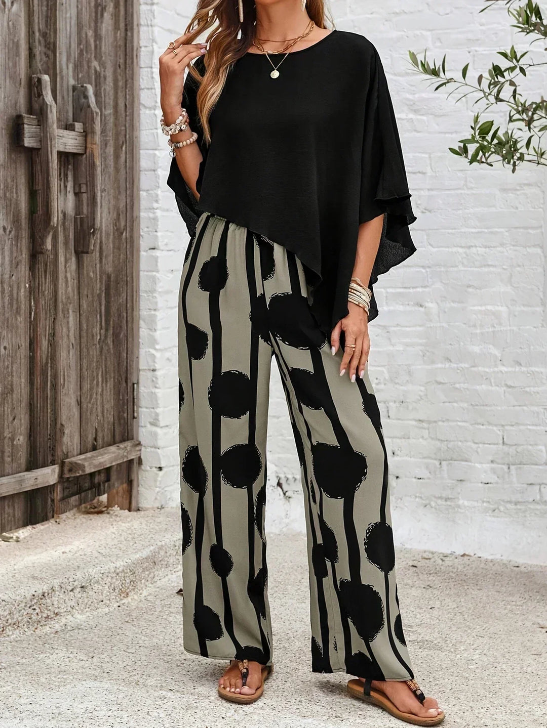 Valeriana™ | Top Asymétrique et Pantalons Boho