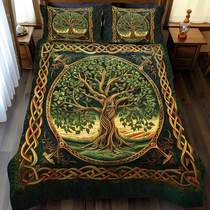 Ensemble de Literie Celtique Majestueux Arbre de Vie en 3 Pièces