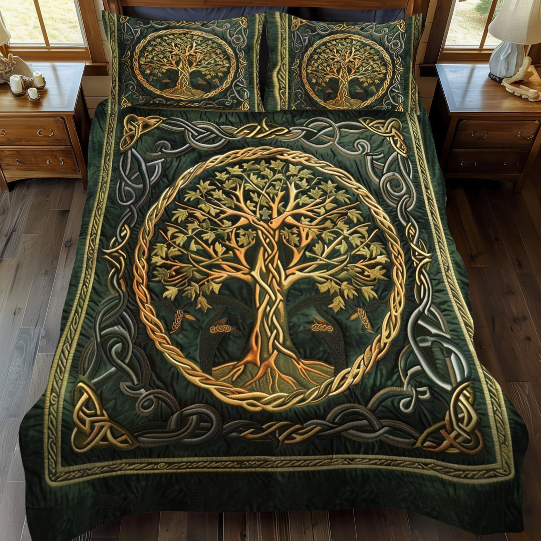 Ensemble de literie 3 pièces Arbre de Vie Celtique Doré