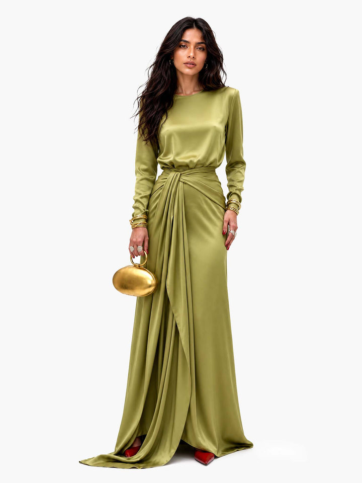 Robe Maxi Élégante en Satin Drapé