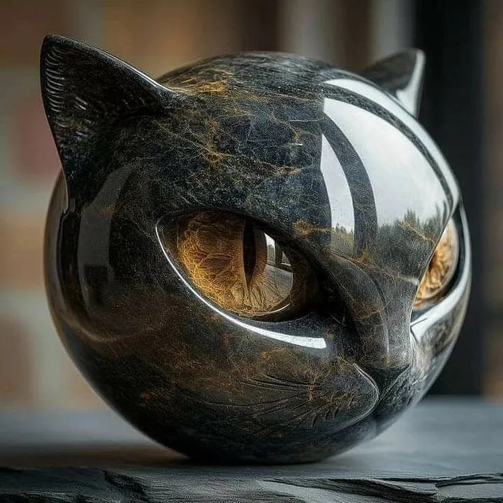 NyxCharm – Sculpture de Tête de Chat Noir Mystique