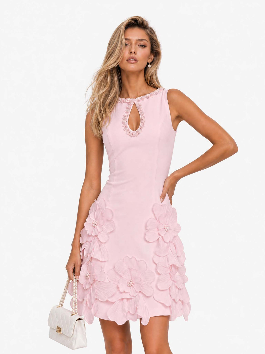 Robe Mini Élégante Sans Manches avec Découpe