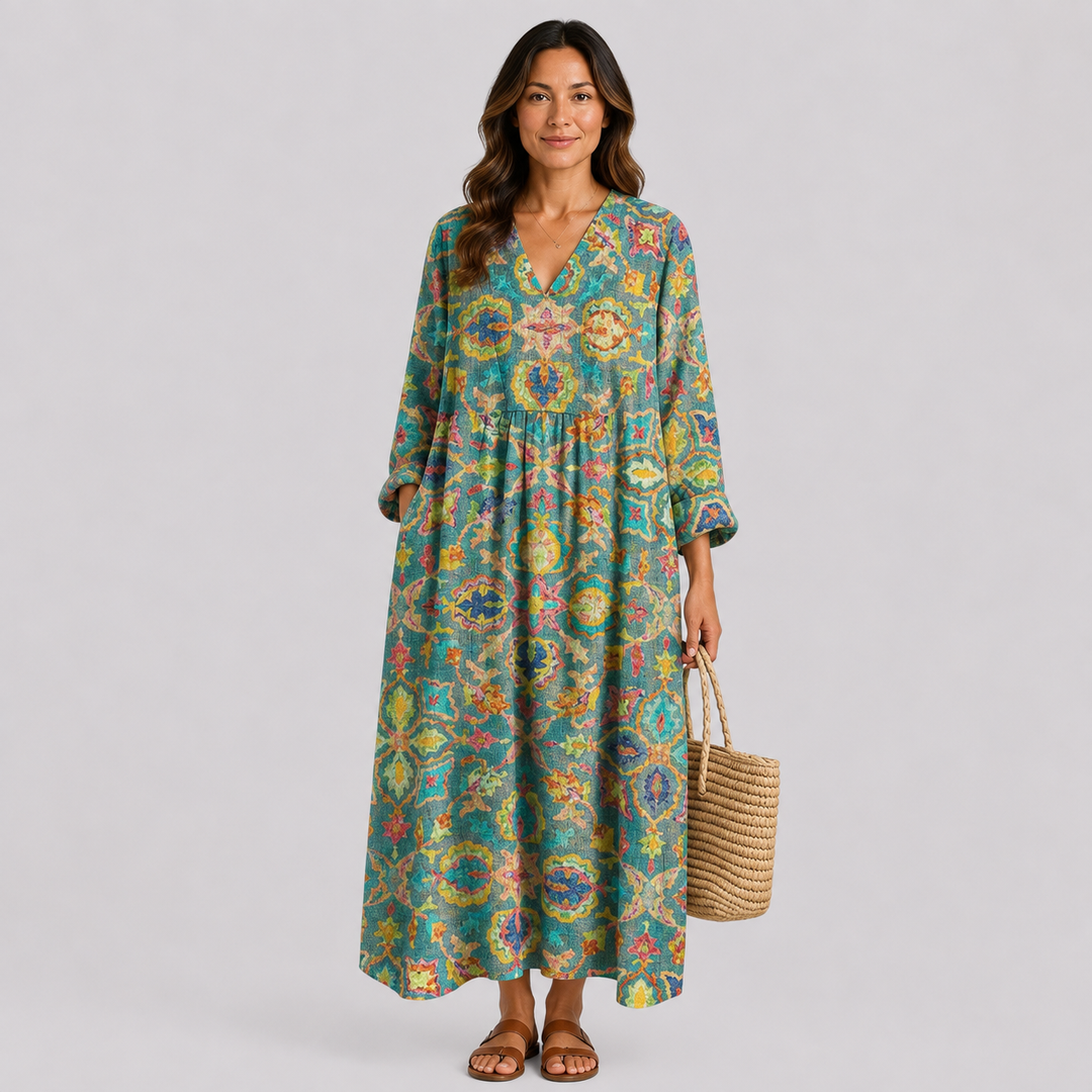 Robe d'Été Flatteuse avec Motif