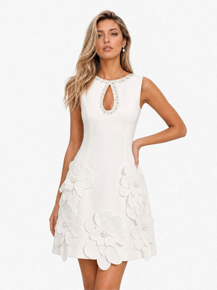 Robe Mini Élégante Sans Manches avec Découpe