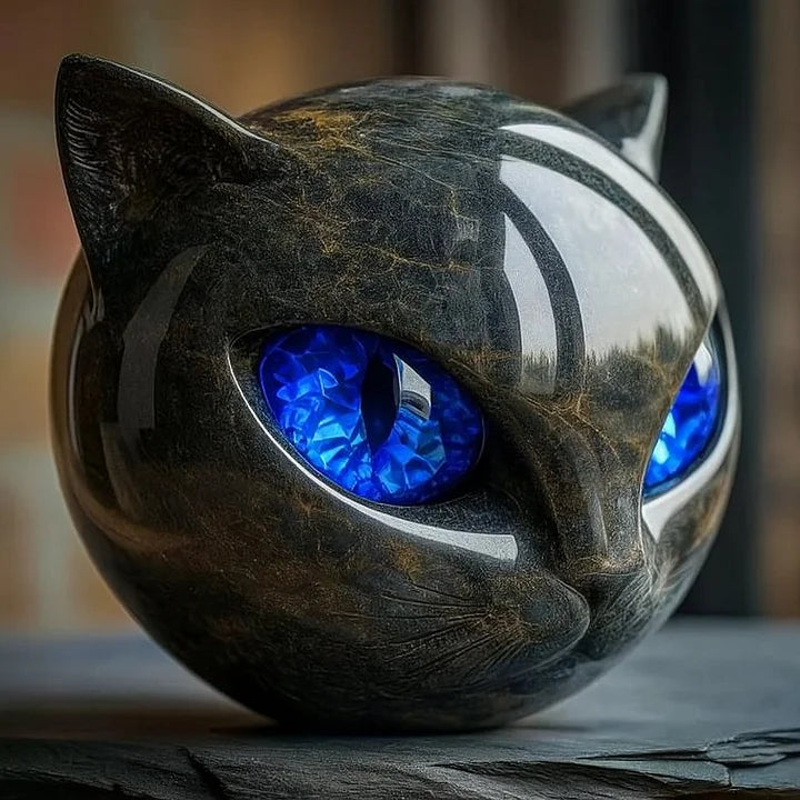NyxCharm – Sculpture de Tête de Chat Noir Mystique