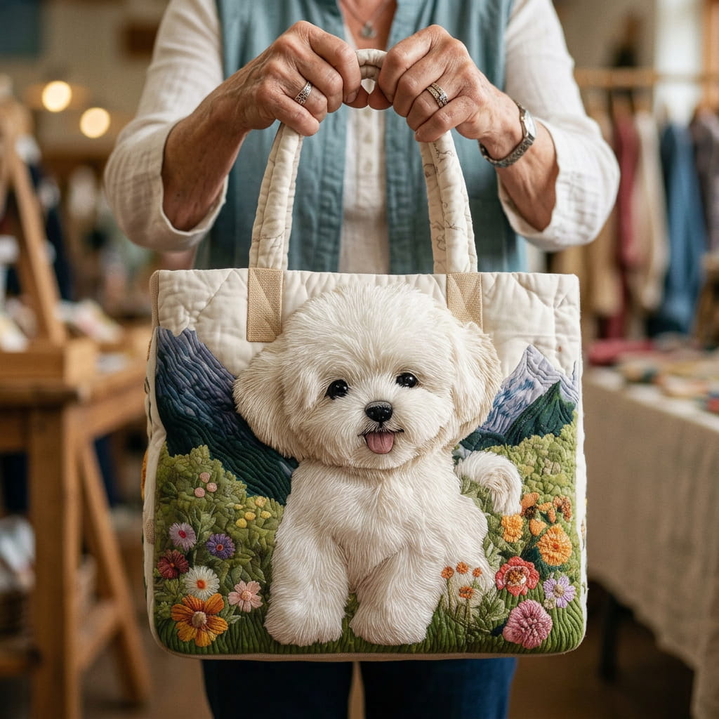 Sac à main matelassé charmant pour les amoureux des chiens