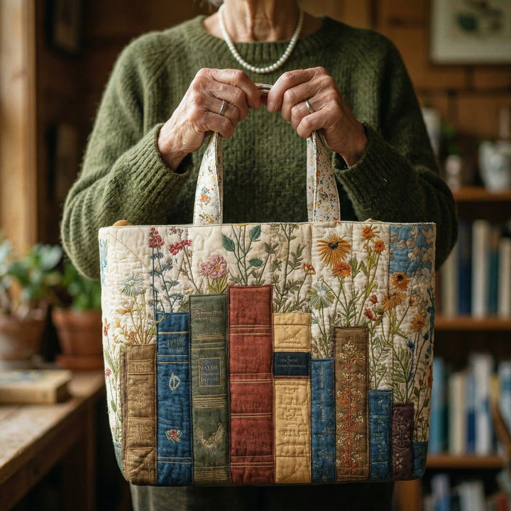 Sac fourre-tout matelassé Books and Blooms