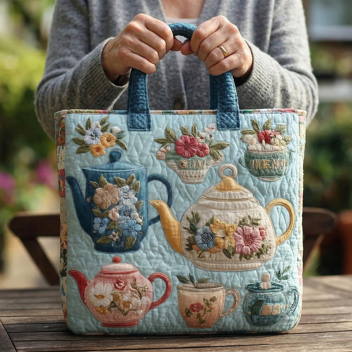 Sac fourre-tout matelassé à motifs floraux