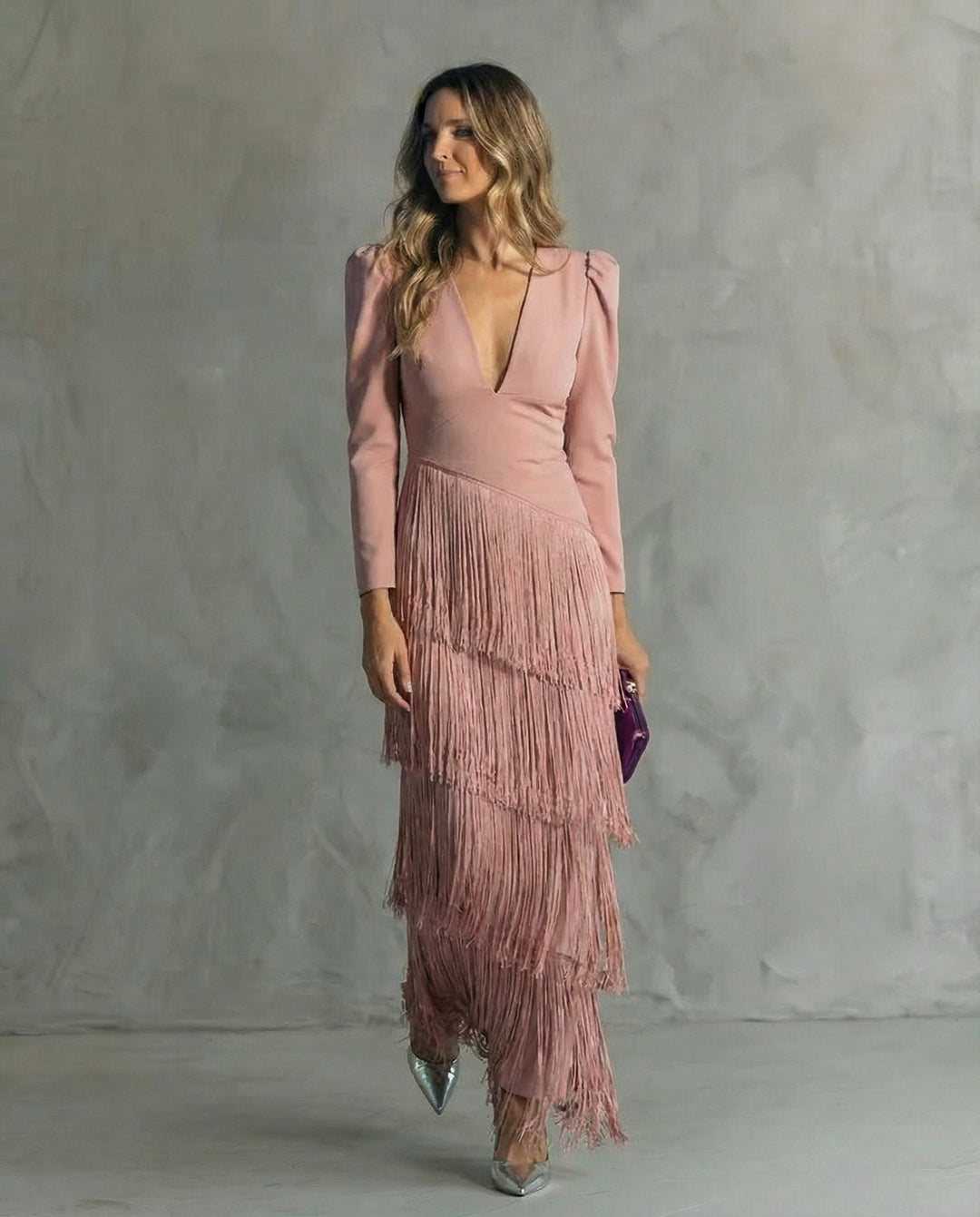 Chiara | Robe Élégante avec Manches Frangées