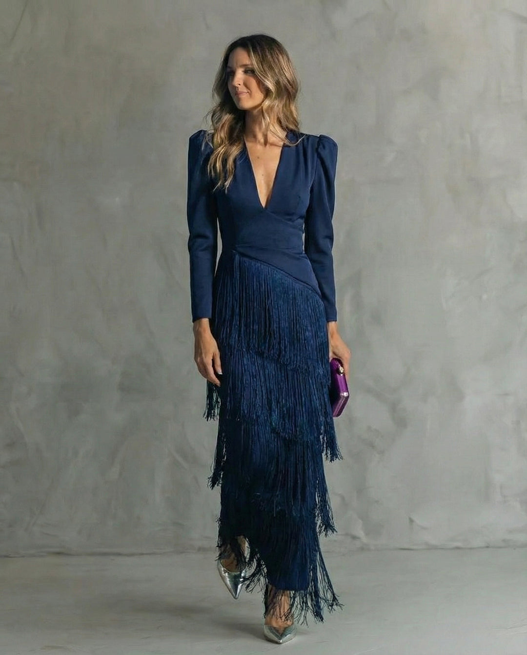 Chiara | Robe Élégante avec Manches Frangées
