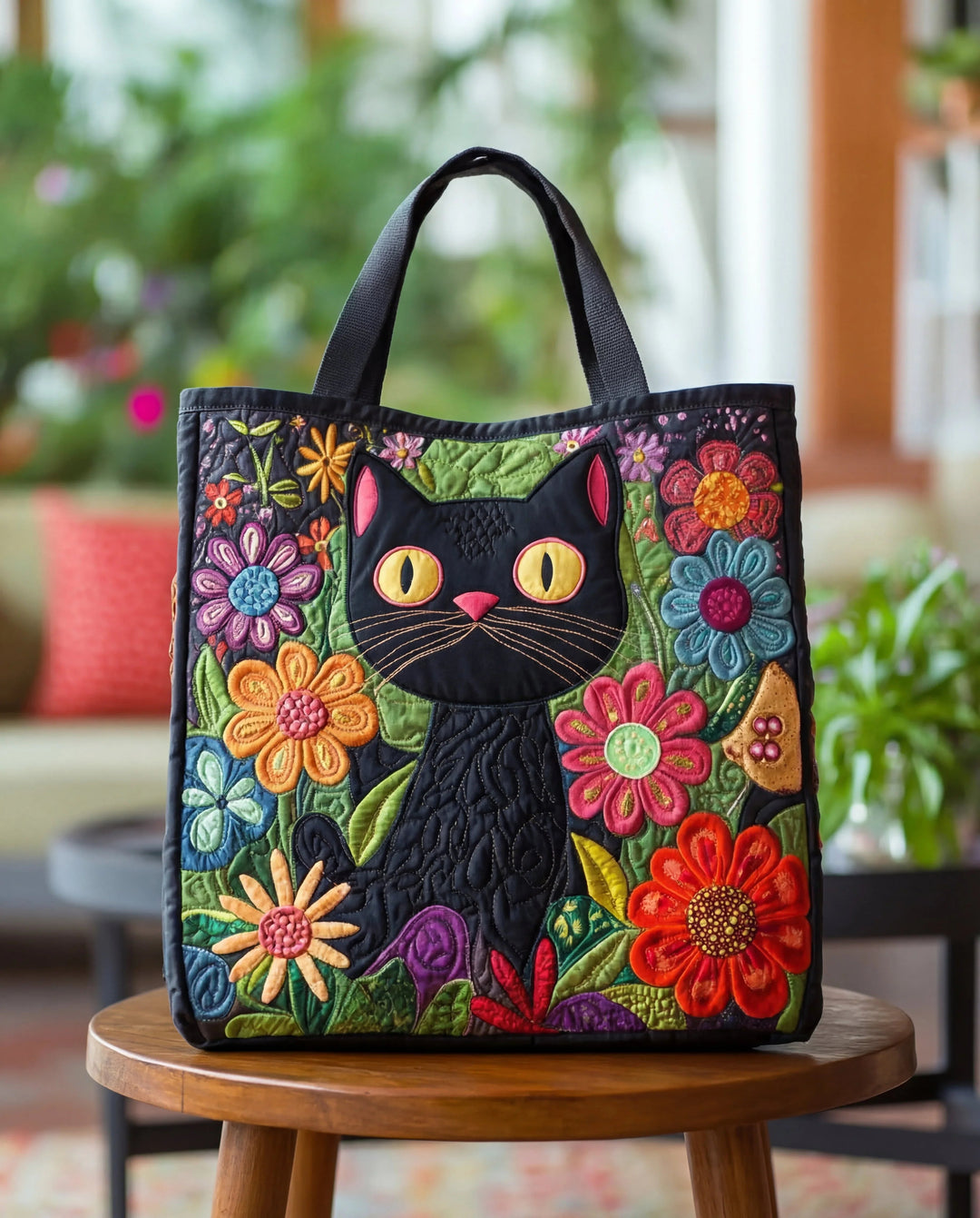 Sac à main artisanal “Chat Noir Enchanté”