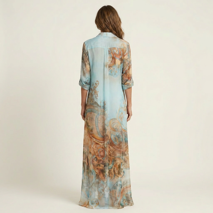 AliceLeon™ | Robe Chemise Maxi en Soie