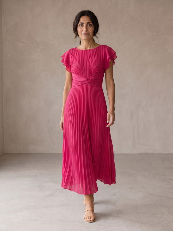 Seraphina | Robe Maxi Plissée Élégante avec Ceinture Nouée