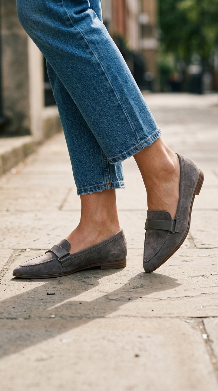 Mocassin à Bout Pointu avec Bandeau sur le Cou de Pied