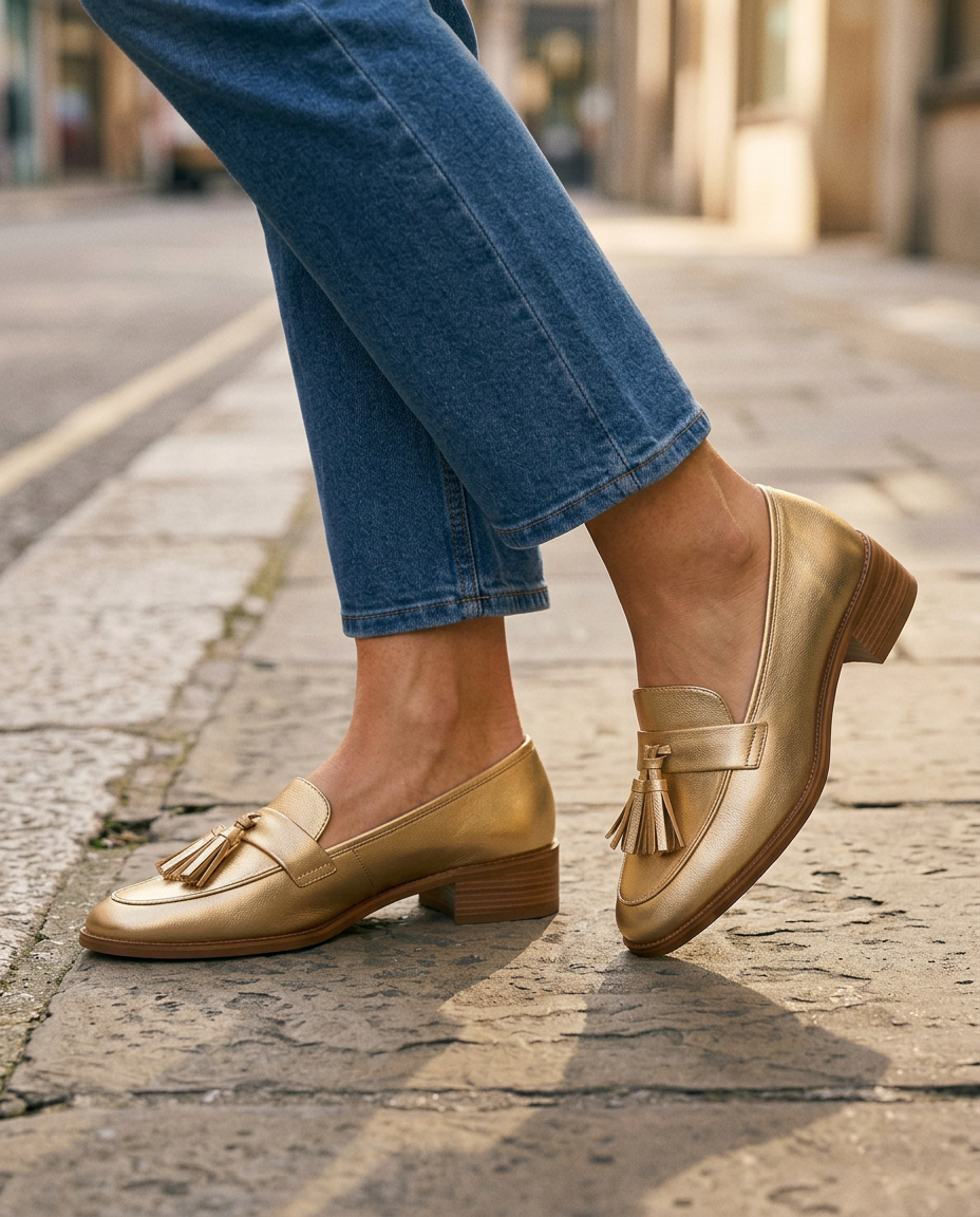 Mocassins Dorotea — Or avec Franges