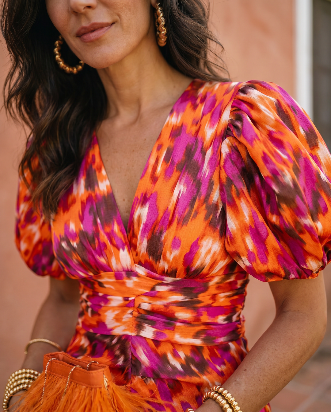 Carla™ | Robe Midi Fleurie avec Manches Bouffantes