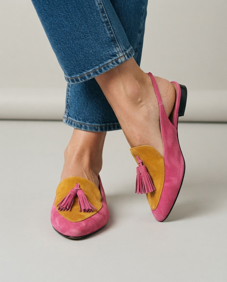 Slingback Elena — Fuchsia et Moutarde