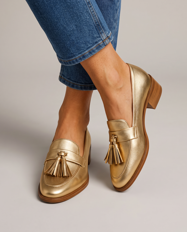 Mocassins Dorotea — Or avec Franges