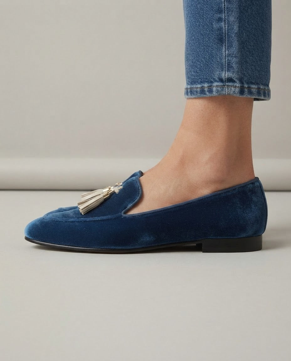 Mocassins Vittoria — Velours Bleu