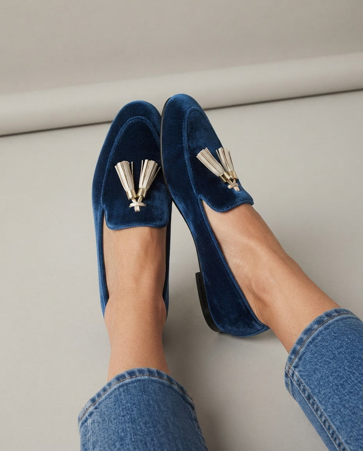 Mocassins Vittoria — Velours Bleu