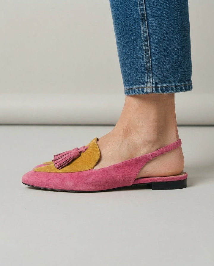 Slingback Elena — Fuchsia et Moutarde