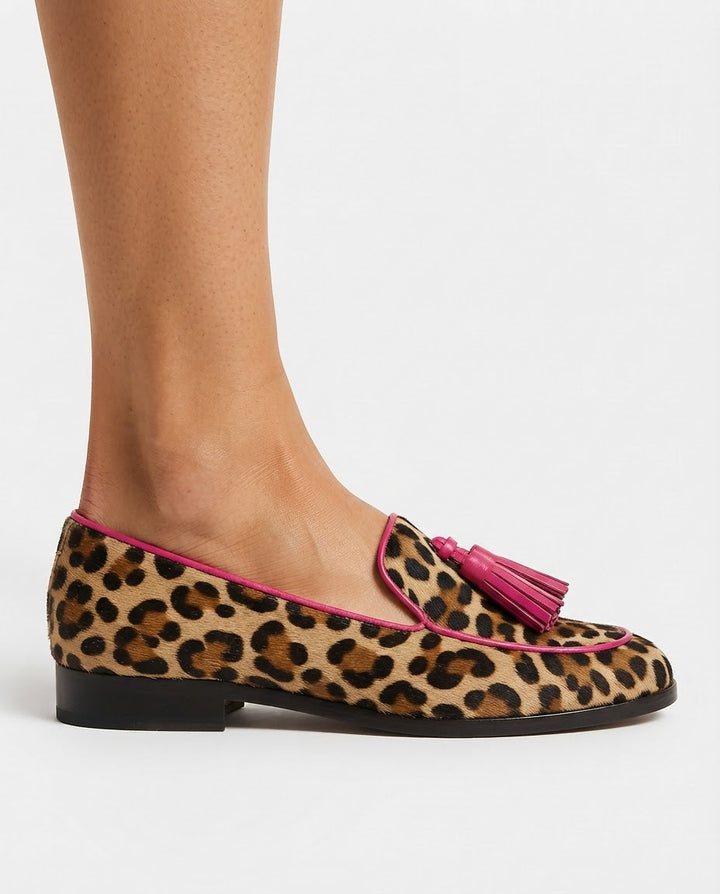 Mocassins Fiamma — Léopard avec Profils et Nappes Fuchsia