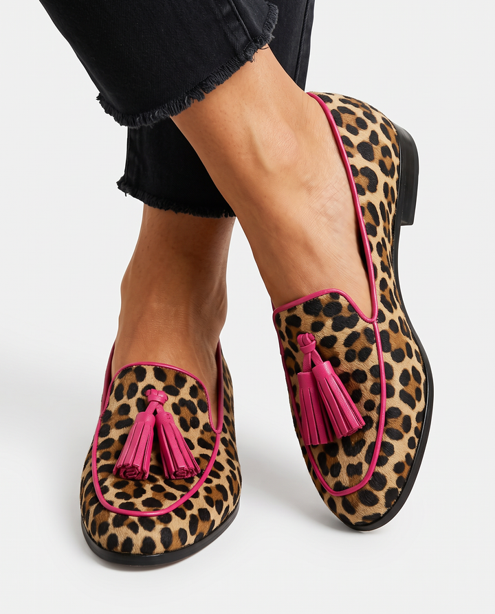 Mocassins Fiamma — Léopard avec Profils et Nappes Fuchsia