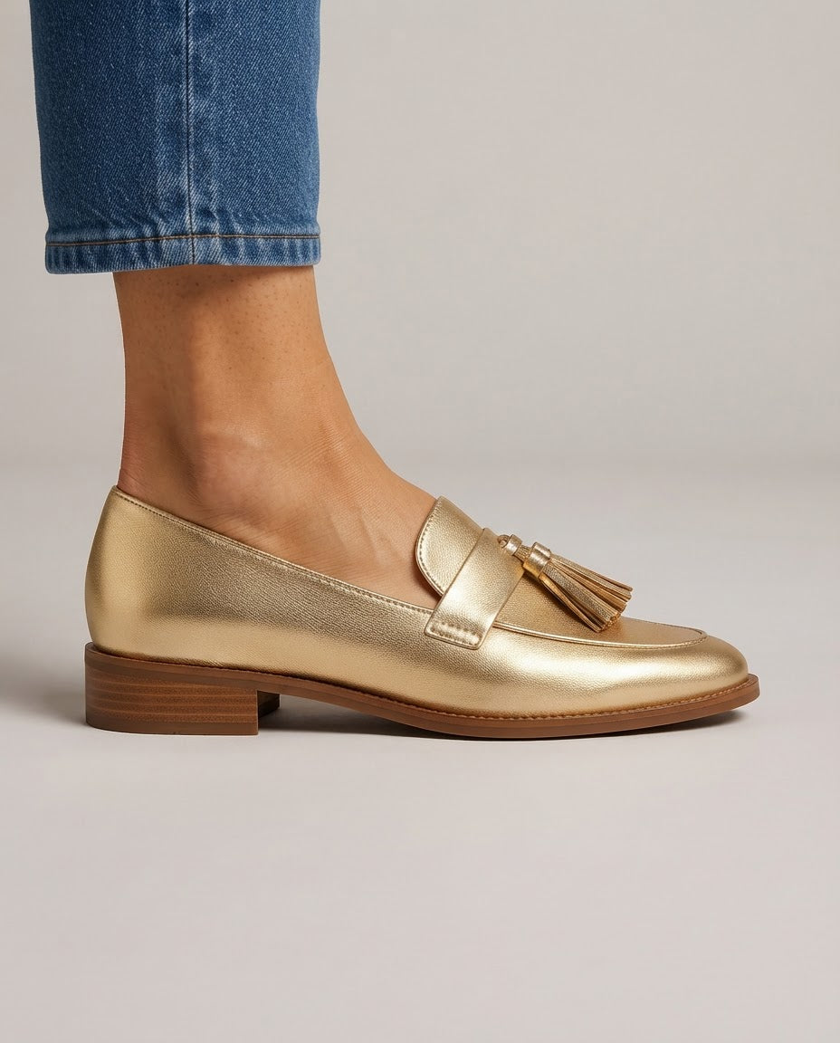Mocassins Dorotea — Or avec Franges