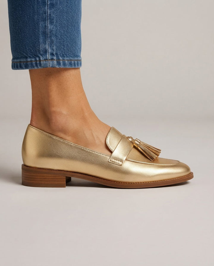 Mocassins Dorotea — Or avec Franges