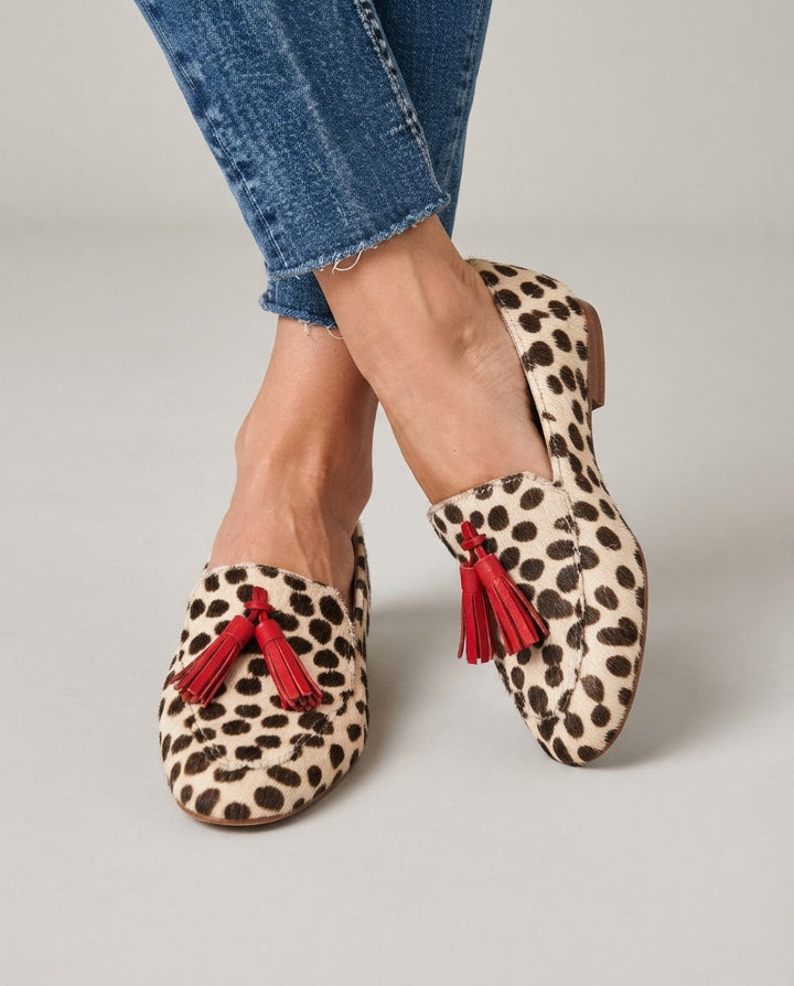 Mocassin Aurora — Pois Panna, Franges Rouges