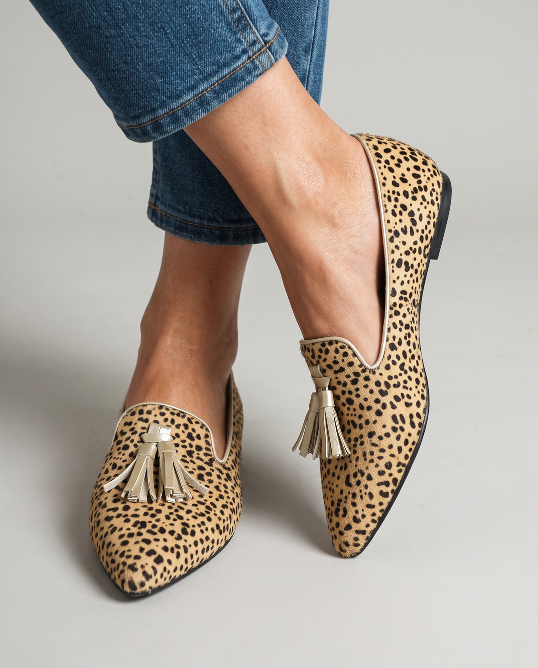 Mocassins Gênes — Guépard, Pompons Or