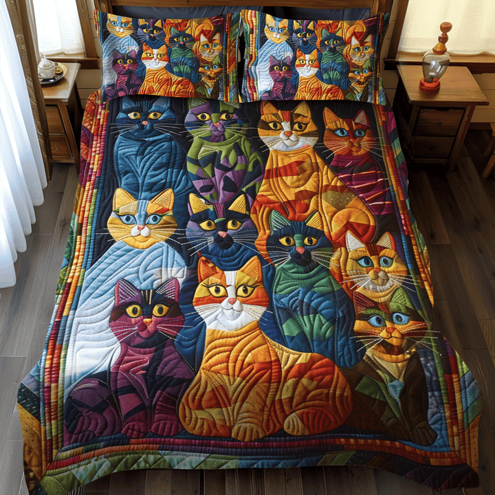 Ensemble de Literie 3 Pièces Chat Fantaisie