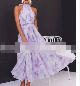 Aurora | Robe à décolleté Halter et Imprimé Aquarelle