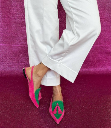 Slingback Elena — Fuchsia et Vert
